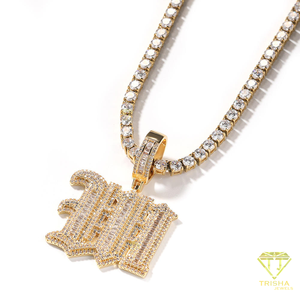 Luxury Personalized VVS Moissanite Diamond Custom <b>Initial</b> Pendant <b>Necklace</b> 925 Sterling <b>Silver</b> Cuban Link Chain Iced Out Letter - Product Image 2
