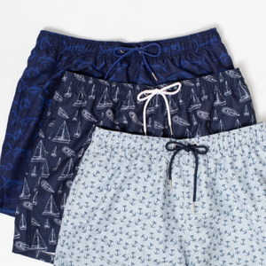 Shorts de bain pour hommes imprimés palmiers, taille mi-haute avec cordon de serrage, en polyester tissé respirant, motif palmiers, fournisseur - Product Image 2