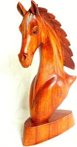 Sculpture artisanale en bois de tête de cheval, représentant force, élégance et grâce, décoration rustique, art équestre, sculpture sur bois poli - Product Image 2