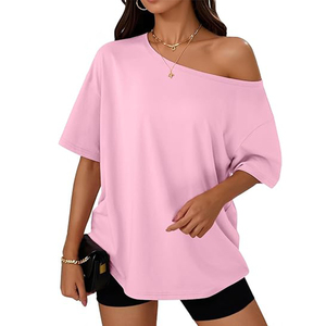 Camiseta Oversize de Moda para Mujer con Hombros Caídos, Manga Corta, Colección 2026, Ropa de Moda para Mujer - Product Image 3