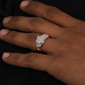 Anillo de Plata de Ley 925 con Cabeza de Pantera de Moissanita para Hombre, Anillo Abierto con Diseño de Cara de Animal y Piedras Incrustadas - Product Image 5