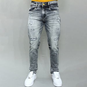 Jeans bleus stretch de qualité supérieure pour hommes, best-seller, taille mi-haute, marque Gex. - Product Image 1