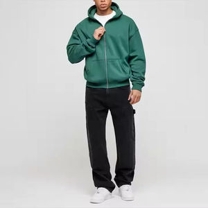 Mens Zipper Hoodie Heavyweight Full ZIP Hooded Sweatshirt Relaxed Fit Warm Casual <b>Jacket</b> Custom Logo Fleece Streetwear Apparel - Product Image 3