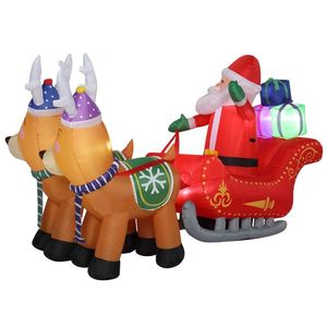 Decorazioni Natalizie da Giardino Gonfiabili: Carrozza con 8 Renne LED e Babbo Natale, 7 Piedi - Product Image 6