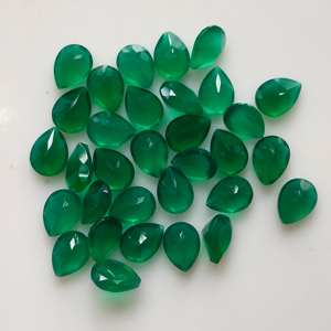 พลอยออนิกซ์สีเขียวธรรมชาติ 8x6 มม. รูปทรงลูกแพร์ คุณภาพดีที่สุด พลอยหลวมสำหรับทำเครื่องประดับ ผลิตภัณฑ์จากเรดเมาน์เทน เจมส์ - Product Image 3