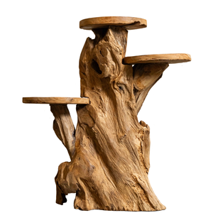 Support de présentation artisanal en bois rustique haut de gamme ARTERRA pour la décoration intérieure et extérieure, idéal pour Diwali, en racine de teck organique - Product Image 2