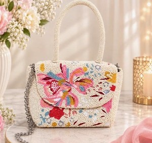 Bolso de Hombro de Alta Calidad, Estilo Bohemio Vintage, Bordado con Cuentas de Semillas Florales, Hecho a Mano, con Solapa, para Mujer, Ideal para Fiestas, Venta al Por Mayor - Product Image 3