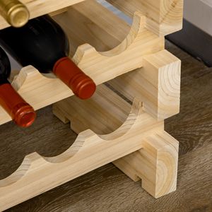Espositore modulare autoportante da 72 bottiglie impilabile portabottiglie con finitura naturale per la dispensa della cucina o la conservazione della cantina - Product Image 3
