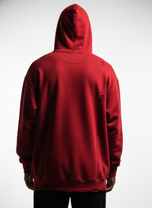 เสื้อฮู้ดดี้โอเวอร์ไซส์ผ้าฝ้ายแท้ 100% ทรงหนา ซักย้อมแบบแอซิดวอช สไตล์วินเทจ ขาดๆ แบบซันเฟด สำหรับผู้ชาย (OEM) - Product Image 4