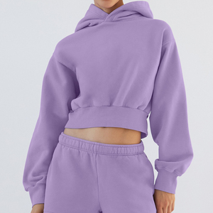 Sudadera con Capucha Corta para Mujer, Color Lavanda, Manga Larga, Tejido de Algodón, para Otoño - Product Image 1