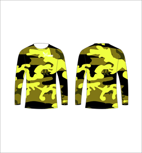 T-shirt à manches longues personnalisé jaune néon et noir à motifs, anti-humidité, haute performance, pour entraînement sportif et fitness - Product Image 1