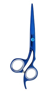 Ciseaux amincissants droitiers en acier inoxydable à revêtement bleu avec manche en céramique lame tranchante pour la coupe de cheveux de salon de coiffure - Product Image 2