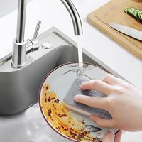 Esponjas de Limpieza de Doble Cara Grises, Antiarañazos, Paquete de 5, para Cocina, Fregado y Lavado de Platos