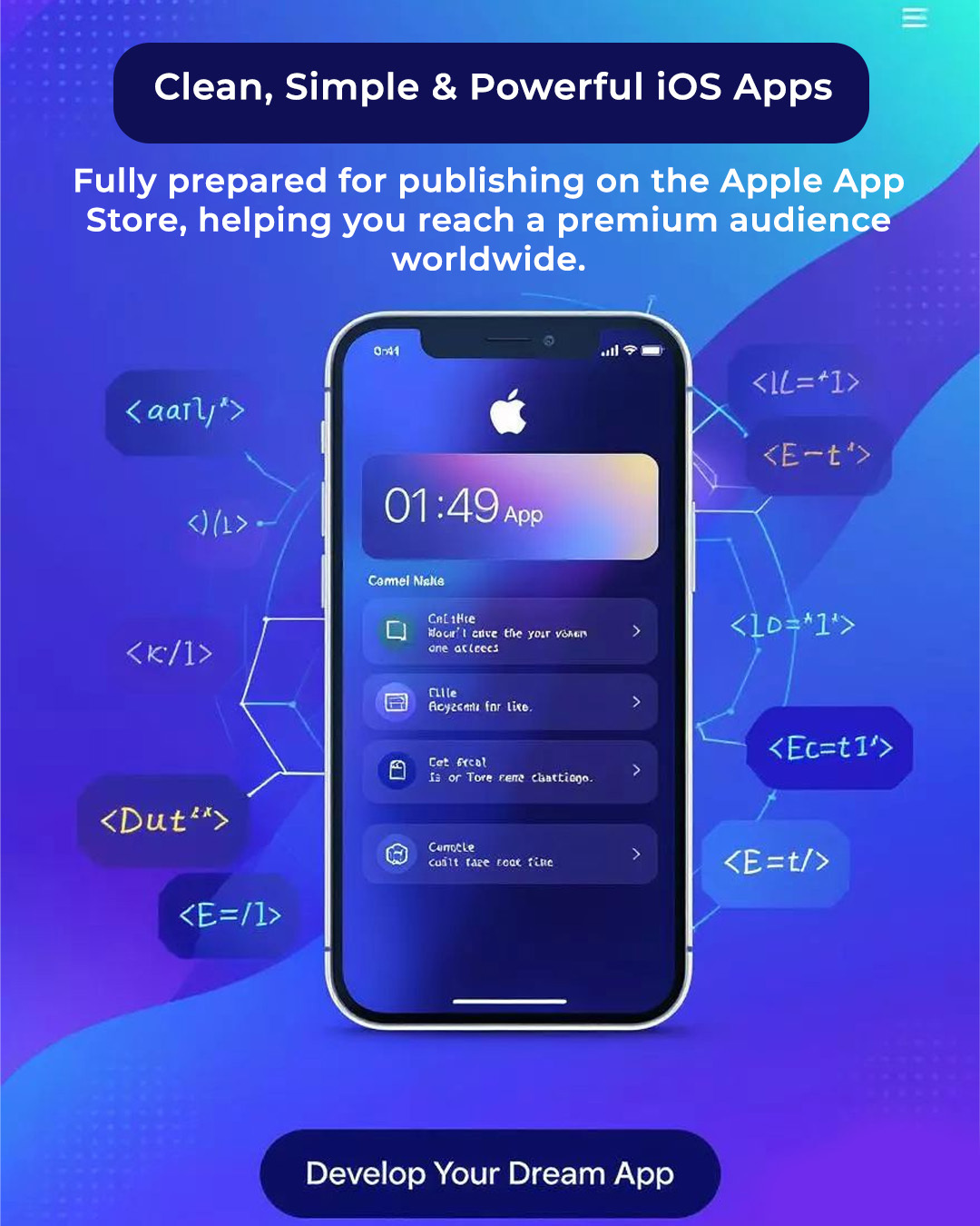 Clean Simple Powerful iOS App Development <strong>for</strong> <strong>Apple</strong> App <strong>Store</strong> Ready Programming Tools Connect Direct <strong>Developer</strong>