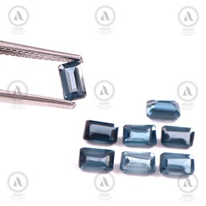 Topacio Azul Londres Natural, Gema Suelta de 5*3 mm, Corte Baguette, Topacio Azul Intenso, Calidad AAA, Gema Facetada para Joyería Fina y Anillos - Product Image 1
