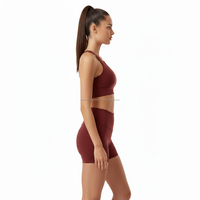 Ensemble de yoga 2 pièces taille haute pour femmes grandes tailles : soutien-gorge de sport et short – Tenue de fitness en nylon et élasthanne à séchage rapide et respirante pour la gym et l'entraînement