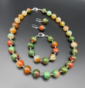 Natural Ethiopian Fire <b>Opal</b> Sterling Silver Victorian Multi Fire <b>Necklace</b> Bracelet Earrings Large Colorful Strip Handmade - Product Image 5