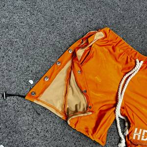 <b>Men's</b> <b>Orange</b> Board <b>Shorts</b> Quick Dry Drawstring Sporty <b>Short</b> Pants Front Logo Print Solid Color Mid Waist - Product Image 3