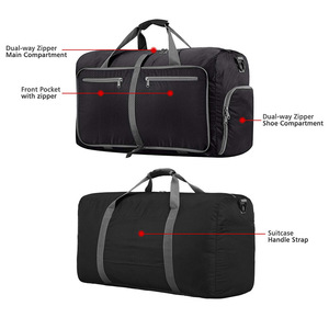 Custom Large Capacity <b>Navy</b> Blue Nylon Duffle <b>Bag</b> with Zipper Pockets and Soft Handles Fitness <b>Bags</b> - Product Image 6