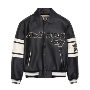 Dernier modèle de veste en cuir Avirex brodée, style streetwear, en cuir de vache véritable, pour homme, imperméable et coupe-vent, pour l'hiver - Product Image 1