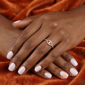 Rose Gold Statement Jewelry <b>Eye</b> Shape Engagement <b>Ring</b> for Women Elegant Halo Promise Fashion Daily Wear <b>Ring</b> - Product Image 4