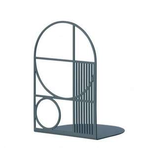 Sujetalibros elegantes de metal gris para decoración moderna del hogar, estabilizador de estantería, soporte decorativo para libros, par - Product Image 1