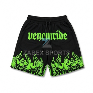 Shorts de basket-ball en mesh à bords flamboyants de qualité supérieure, légers, streetwear, shorts d'entraînement sportifs pour hommes chez ZABEX SPORTS - Product Image 1