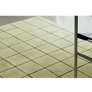 Tapis en laine tufté à la main, motif géométrique, tapis moderne vert sculpté, tapis fait main sur mesure, Inde - Product Image 3