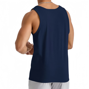 Débardeur de sport pour homme en Spandex/Polyester, col rond, sans manches, séchage rapide, logo brodé, décontracté, écologique, respirant - Product Image 3