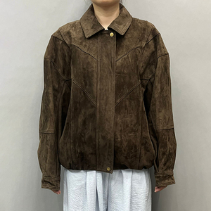 Blouson en cuir de moto pour femme, col montant, 100 % coton, en peau de mouton véritable, coupe ample, personnalisable, collection hiver, vente chaude - Product Image 2