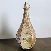 Décoration du Ramadan, porte-bougie en forme de larme fait à la main, écologique, en métal noir vintage, lampe creuse