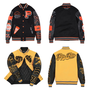 SHH INDUSTRIES Custom Unisex Varsity <b>Jacket</b> Wool <b>Leather</b> Letterman <b>Jacket</b> Chenille Patch Embroidered Baseball Bomber <b>Jacket</b> OEM - Product Image 6