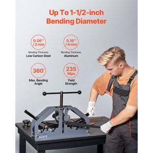 Dobladora Manual de Tubos y Tuberías de hasta 1-1/2 Pulgadas con 6 Matrices, Herramienta de Doblado de 360 Grados para Cobre y Aluminio, Máquina Dobladora de Tubos - Product Image 2