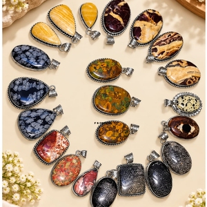 Natural Multi <b>Colour</b> Agate Pendants Crystal Gemstones Eco-Friendly Handmade Silver Electroplated Semi-Precious <b>Stone</b> Craft F S - Product Image 1
