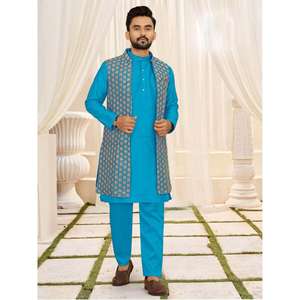 ผ้าไหมพิมพ์ลาย banglori พร้อมท้องฟ้า payjama - Product Image 4