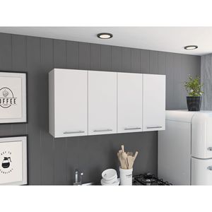 Armadio a Muro Bianco 120 con Quattro Ante e Due Ripiani, Mobili da Cucina Doppi - Product Image 1