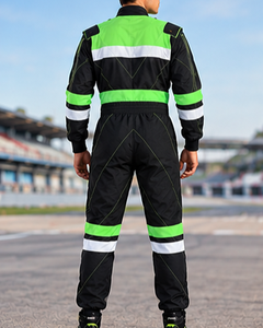 Traje de Carreras Reflectante Verde Neón Negro para Hombre, Manga Larga, Secado Rápido, Poliéster, Mono para Karting y Automovilismo - Product Image 6