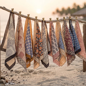 Pañuelo de algodón hecho a mano con estampado de bloques al por mayor para mujer y hombre, pañuelo floral bohemio para la cabeza, pañuelo para el cuello, pañuelo unisex bohemio para el cabello - Product Image 2