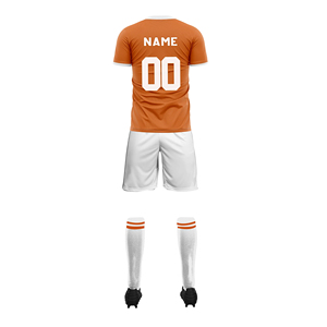 Custom Sublimated Soccer Uniform Set <b>Orange</b> White Short Sleeve Quick Dry Men's Adult All Seasons Team Numbers Print - Product Image 1