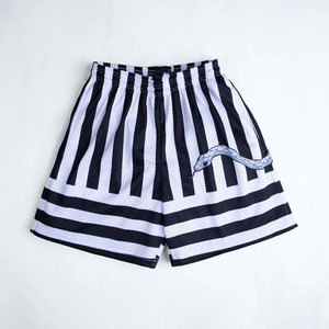 Men's Red Printed Knitted 100% Polyester Shorts Elastic Waist Casual Breathable Mesh Fabric with Bird and Sun Design Front Logo - Product Image 6