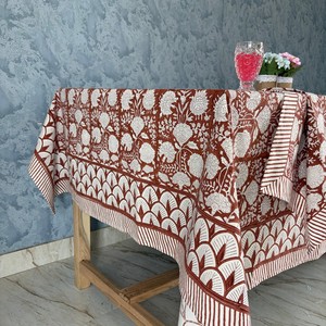 Nappe en coton imprimée sur mesure - Style tissé imprimé au bloc pour mariages, hôtels et commandes en gros - Product Image 1