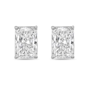 1 CT Simulated Diamond <b>Emerald</b> Cut Mixed Shape Drop Earrings with 18K Gold & Sterling Silver 925 Luxury Modern Geometric Design - Product Image 2