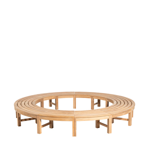 Banco Redondo de Teca Premium para Jardín con Respaldo – Solución de Asientos para Áreas Públicas y Resorts - Product Image 3
