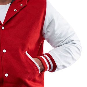 Veste universitaire unisexe à capuche, corps en laine, manches en cuir, fermeture éclair sur le devant, patchwork vintage, manteau bomber d'hiver, streetwear - Product Image 4