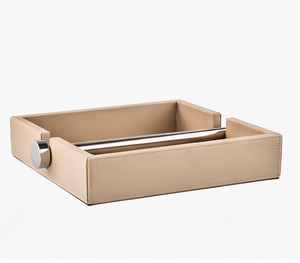 Porta Servilletas de Cuero y Metal de Primera Calidad, Elegante y Moderno, Porta Papel Clásico para el Hogar y Restaurantes - Product Image 1