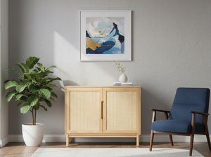 Solid Wood Storage Cabinet with Handwoven <b>Rattan</b> Doors, Scandinavian Style <b>Sideboard</b> for Living Room and Bedroom from Vietnam - Product Image 6