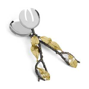 Metal Decorative Gold Plated Salad <b>Servers</b> with Handmade Unique Design with Antique Finished Handles Elegant Spoon Utensil Set - Product Image 5
