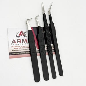 Pinzas para Pestañas Negras Mate de Acero Inoxidable, Probadas a Mano, para Cuidado Personal y Belleza, Pinzas para Extensión de Pestañas con Marca Privada - Product Image 3