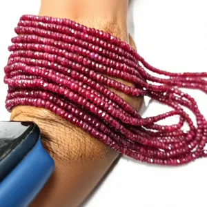 Natural <b>Ruby</b> Corundum Rondelle 3.5-4.5mm Faceted Beads High Quality for Jewelry Making Sold Per Strand 13 Inch Long - Product Image 1