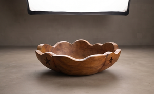 Bol en bois de manguier découpé en étoile de qualité supérieure, finition noyer riche, plat de service et centre de table - Product Image 2